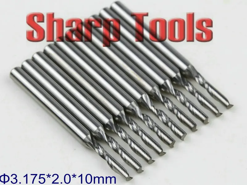 

3.175*2.0*10mm 1 Flute Spiral Milling Cutter Wood Working CNC Tungsten Tool, Sharp CNC Milling Machine Cutter Tools for Acrylic