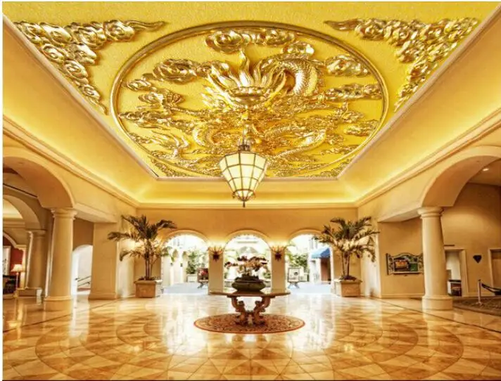 

3d wallpaper custom mural non-woven wall sticker 3 d green dragon embossment zenith ceiling murals photo wallpaper for walls 3d