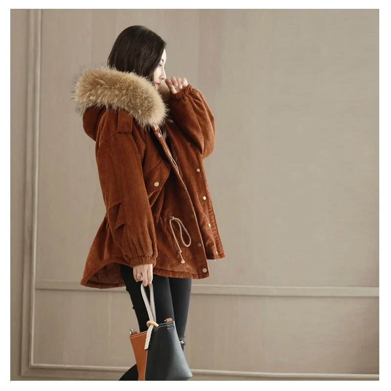 2018 À Capuche Sugar Zippée Manteau Femmes Velours burnt Parkas Coton Black Style Coréenne D'hiver Épais Chaud Poche fFfSrBq