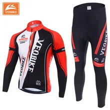 VEOBIKE Brand long Sleeve Bicycle Cycling Jersey set Men Thermal Fleece warm winter Clothing sleeved Sportswear Ropa Ciclismo