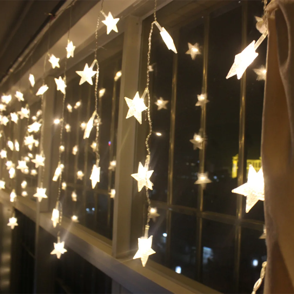 35M 96 LEDs Curtain Sicicle Tring Light Star Fairy Light For New