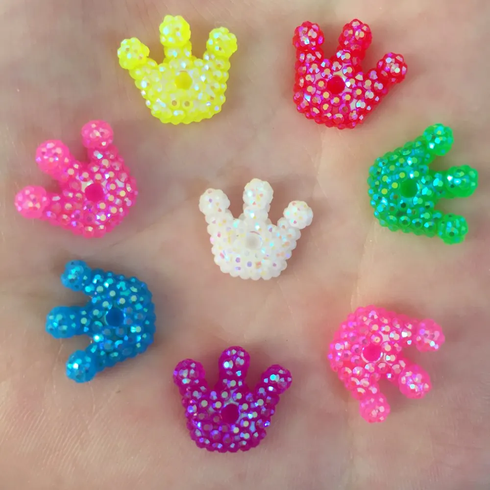 

DIY 300pcs Resin Random Mixed Crown Flat Back Wedding Decoration Crafts Buttons F099*10