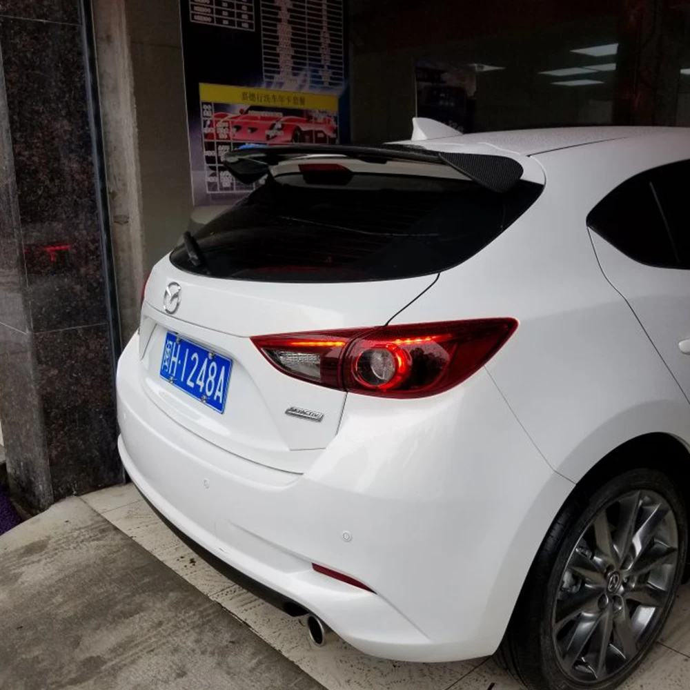 MONTFORD для Mazda 3 Axela хэтчбек 2014-2019 карбоновое волокно наружный задний спойлер задний багажник загрузки декоративное крыло автомобиля стиль