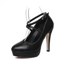 DoraTasia Size 32-40 Sexy Women Retro Belt Straps Party Wedding Shoes Fashino High Heels Round Toe Platform Pumps