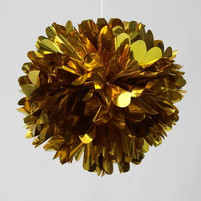12pcs 12 inch Metallic Gold Tissue Paper Pom Poms Mylar Foil Flower