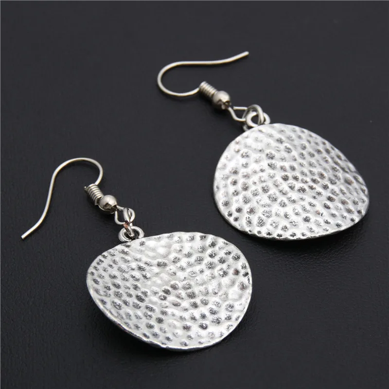 

1Pair(2Pcs) Antique Silver Oval Dangle Drop Earring Simple Style Handmade Charms Women Jewelry E1942