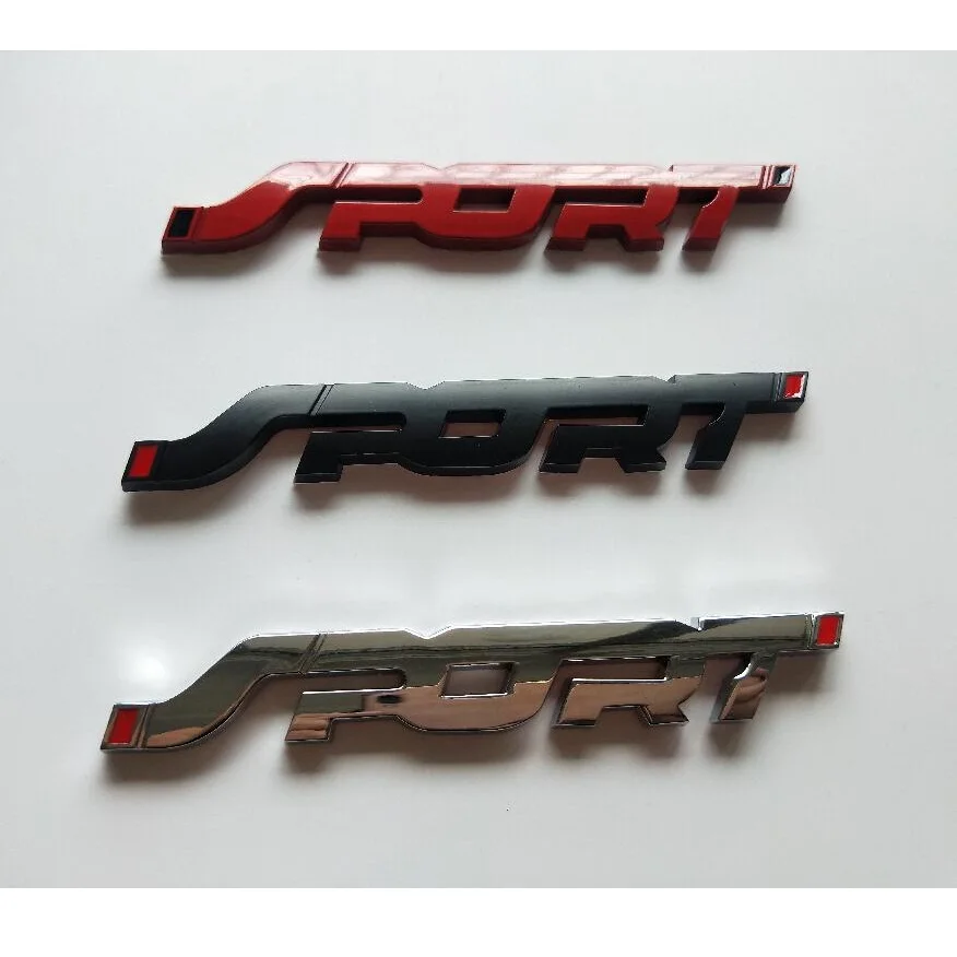 Metal Chrome Black Red Letters SPORT Trunk Fender Modification Emblems Badges Emblem Badge Sticker for Ford Mendeo Focus Kuga