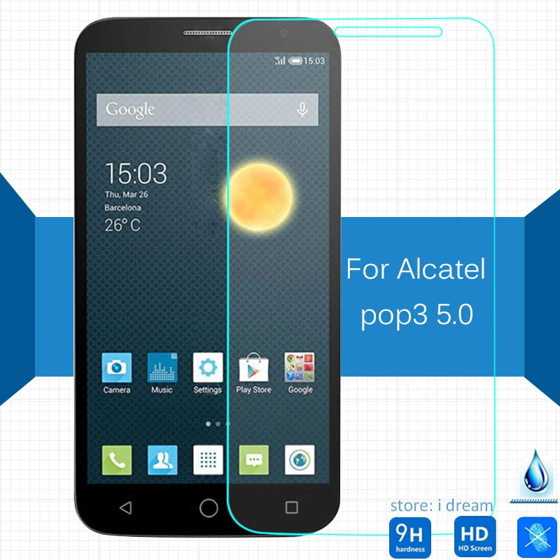 

2PCS Alcatel One Touch Pop 3 5.0 Tempered Glass Screen Protector 2.5 9h Protective Film on onetouch pop3 5 5015D 5065D 5015X