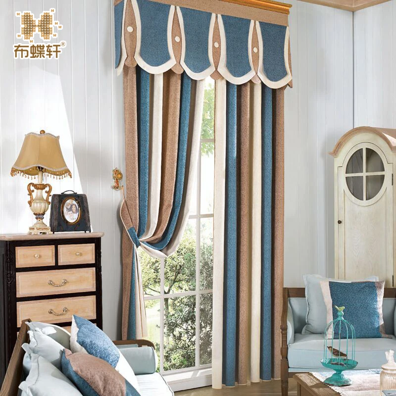 High Grade Chenille Stripe Multicolor Blackout Blinds for Bedroom Study