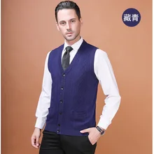 Высокое качество мужской повседневное прямое шерстяное пальто в клетку с v-образным вырезом, шерстяной свитер, жилет мужские офисные ромбовидным рисунком Свитер cardgian без рукавов