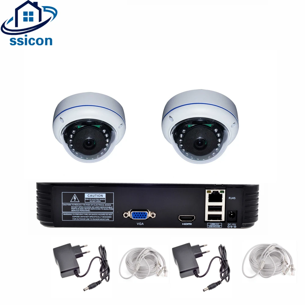 

1080P IP Camera System 2Pcs 2MP Metal Dome Camera 180 Degree Lens 8CH NVR Home video Surveillance kit