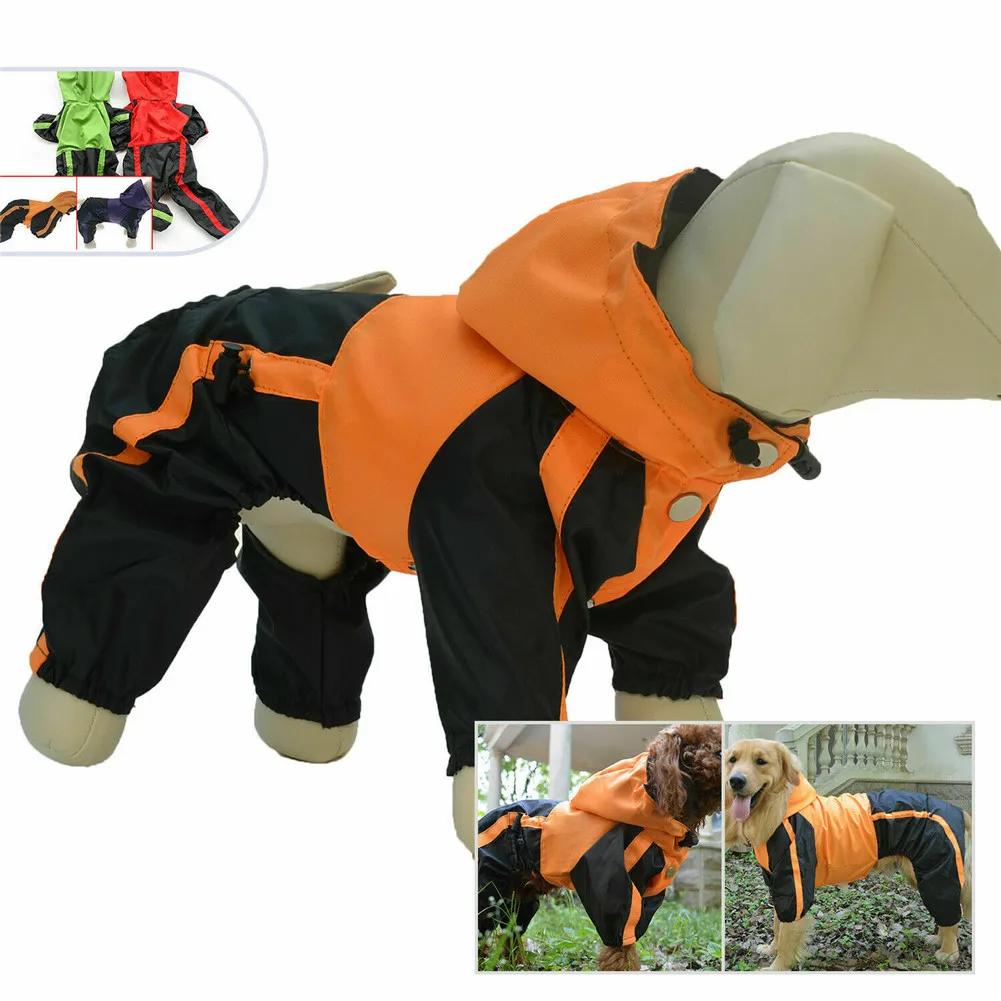 Одежда для собак, дождевик, снег, пальто, водонепроницаемые плащи, 4 ноги, дождевик для маленьких, средних и больших собак 2019ing - Цвет: Оранжевый