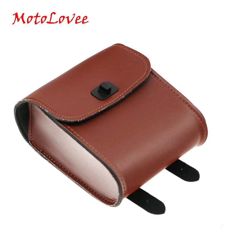 

MotoLovee Universal Mini Motorcycle Handlebar Side Bags PU Leather Tool Bag For Honda Kawasaki Yamaha Front Saddlebag Luggage