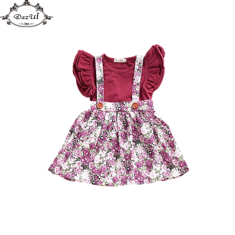 Ins Little Girls Clothing Set Baby Girls Romper Skirt Suit Floral Print