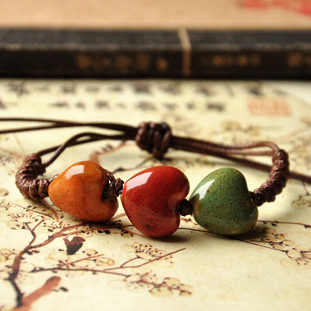 

Vintage Beads Bracelet Handmade Woven Elegant Bracelets & Bangles For Women Jewelry Fashion Cute stone women's ceramic bracelet
