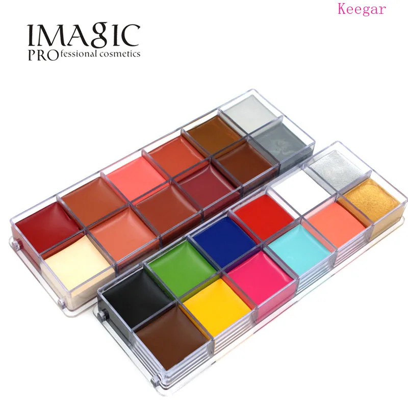 IMAGIC Хэллоуин краска для лица и тела масляная краска ing Art Косметика Макияж набор инструментов праздничное нарядное платье 12 флэш тату цвет+ 6 шт Кисть