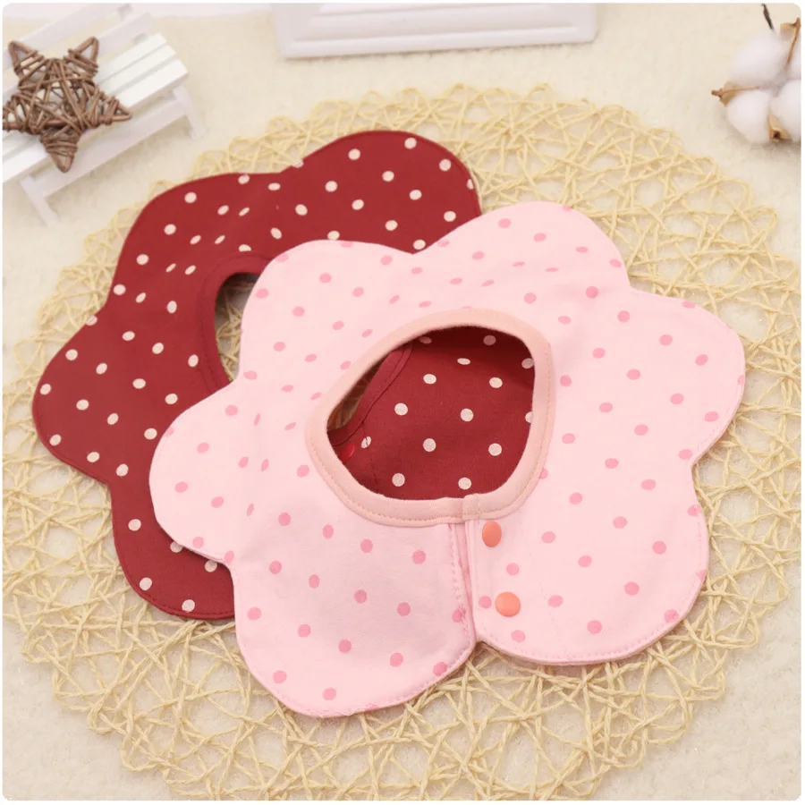 Anti-dirty Cotton Four-layer Cartoon 360 Degree Waterproof Bib Print Baby Saliva Towel Baby Flower Type Rotating Bib Baby Stuff