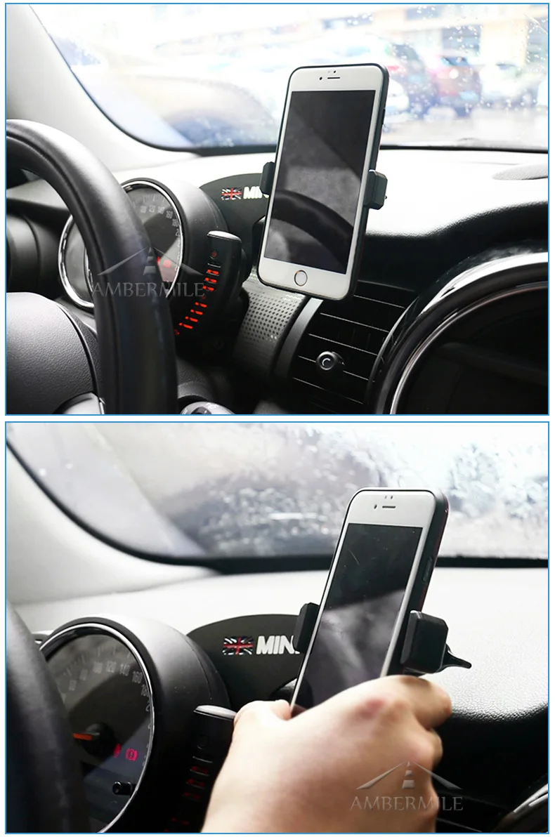 Автомобильный держатель AMBERMILE для мобильного телефона, автомобильный держатель, подставка для автомобиля, аксессуары для интерьера для BMW Mini Cooper R56 R55 Clubman, автомобильный Стайлинг