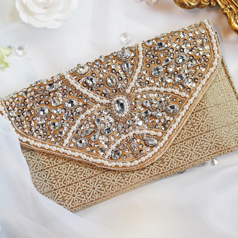 

Bespoke envelope hand bag female hand embroidery Beaded drill party hand bag casual bag envelope clutch