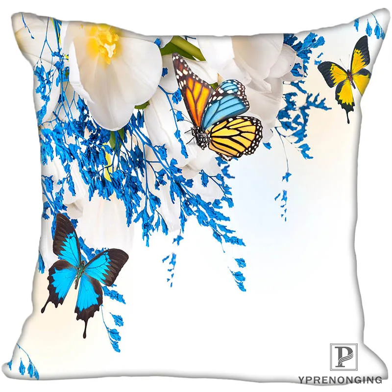 

Custom Butterfly Designs Pink Square Pillowcase Custom Zippered Pillow Cover Case 35X35,40x40,45x45cm(One Side)180522-02-13
