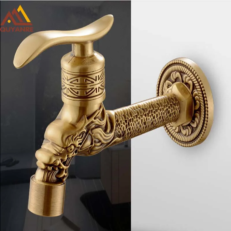 Free Shipping Wholesale Single Handle Wall Mounted Washing Machine Taps Antique Brass Mop Pool Faucets