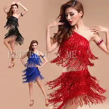 Латинский Танцевальный Костюм танцевальная юбка одежда для взрослых Одежда с пайетками для женщин латинское танцевальное платье