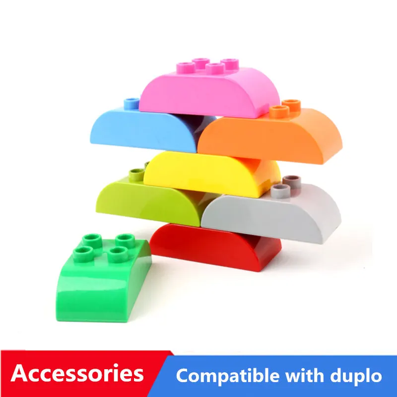 

Diy Large Particle Building Blocks 2X4 Curved Bricks Parts Plastic Accessories Compatible With Legoingly Duploed Toys For Kids