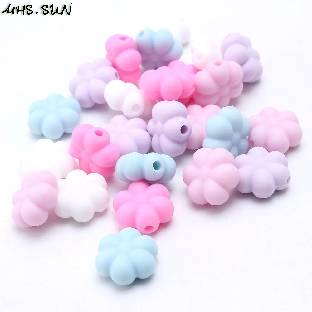 

MHS.SUN Food Grade Flower Silicone Beads For Baby Infants Chewable Teether Nursing Jewelry DIY Make Safty Loose Silicone Beads