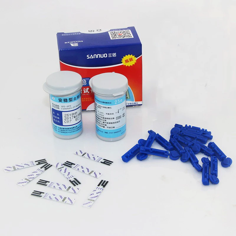 Sannuo Diabetes Teststrips Test Paper Test Strips+Lancets Needles for Glucometer AnWen Blood Glucose Meter Household Diabetics-7
