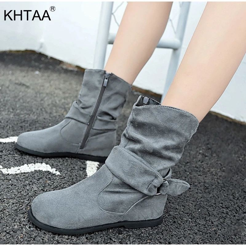 

Plus Size Women Ankle Boots Autumn Flat Buckle European Zipper Casual Female Winter Boots 2018 New Ladies Shoes Black Short Boot