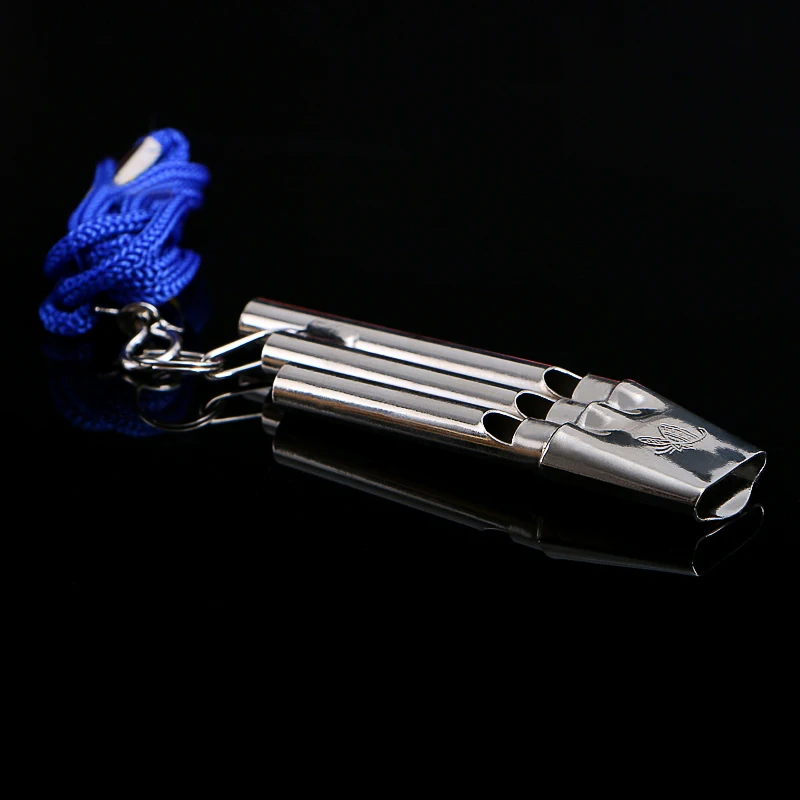 1PCS stainless steel Outdoor Survival  Referee Whistle basketball football Multifunctional Sports Double and three Frequency HOT