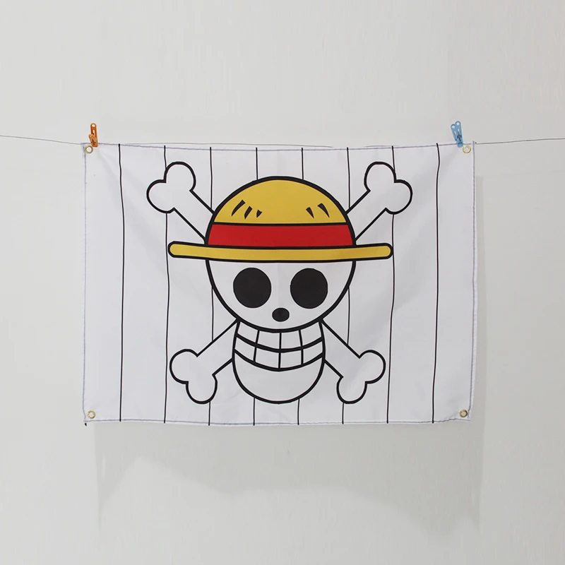 

100D polyester ONE PIECE luffy white stripe hanging flag banner with grommets size 3x5ft 96x144cm