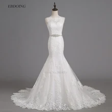 Vestidos De Novia свадебное платье-Русалка с вырезом лодочкой декольте Robe De Свадебные платья с кружевными аппликациями
