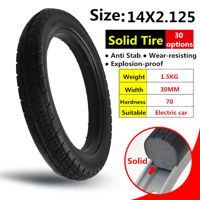 Top Selling Products Solid Rubber Electric tire 14*2.125 Electrombile