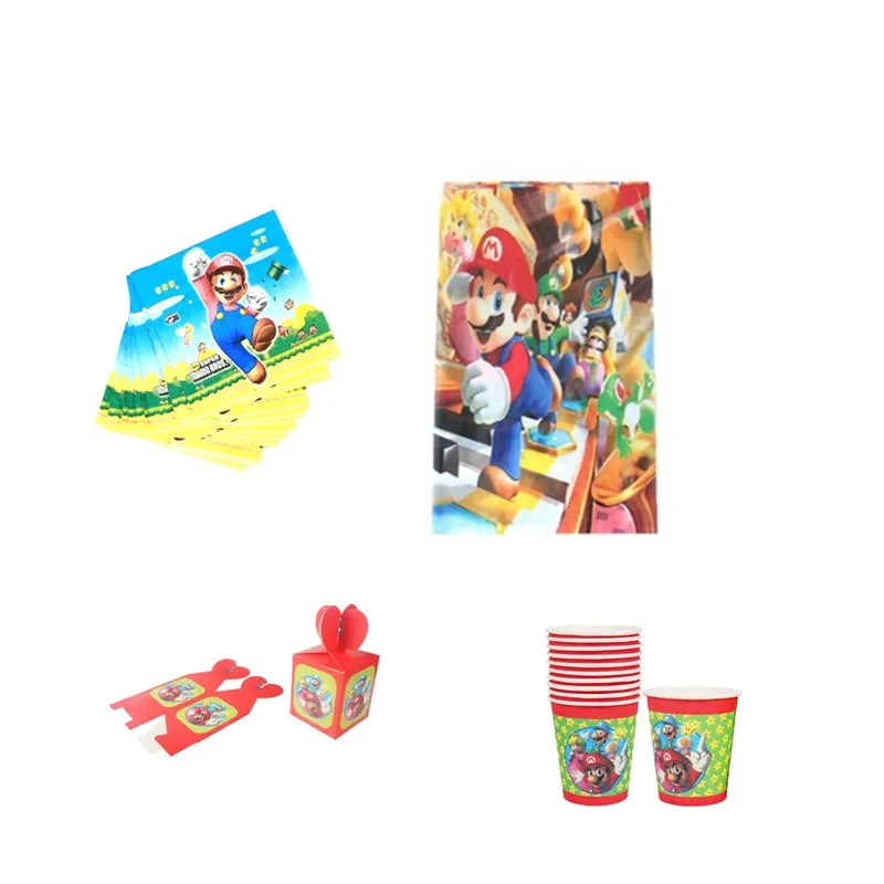 

Super Mario Bros disposable tablecloths Cup Napkin Mario Bros birthday party decorations Super Mario Bros plastic tablecloths