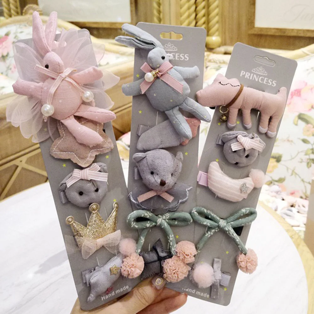 

2018 New 5pcs Baby Girls Cute Headwear Kids Bowknot Flower Hairpins Sets Headbands Headdress Newborn Hair Accessories Gift