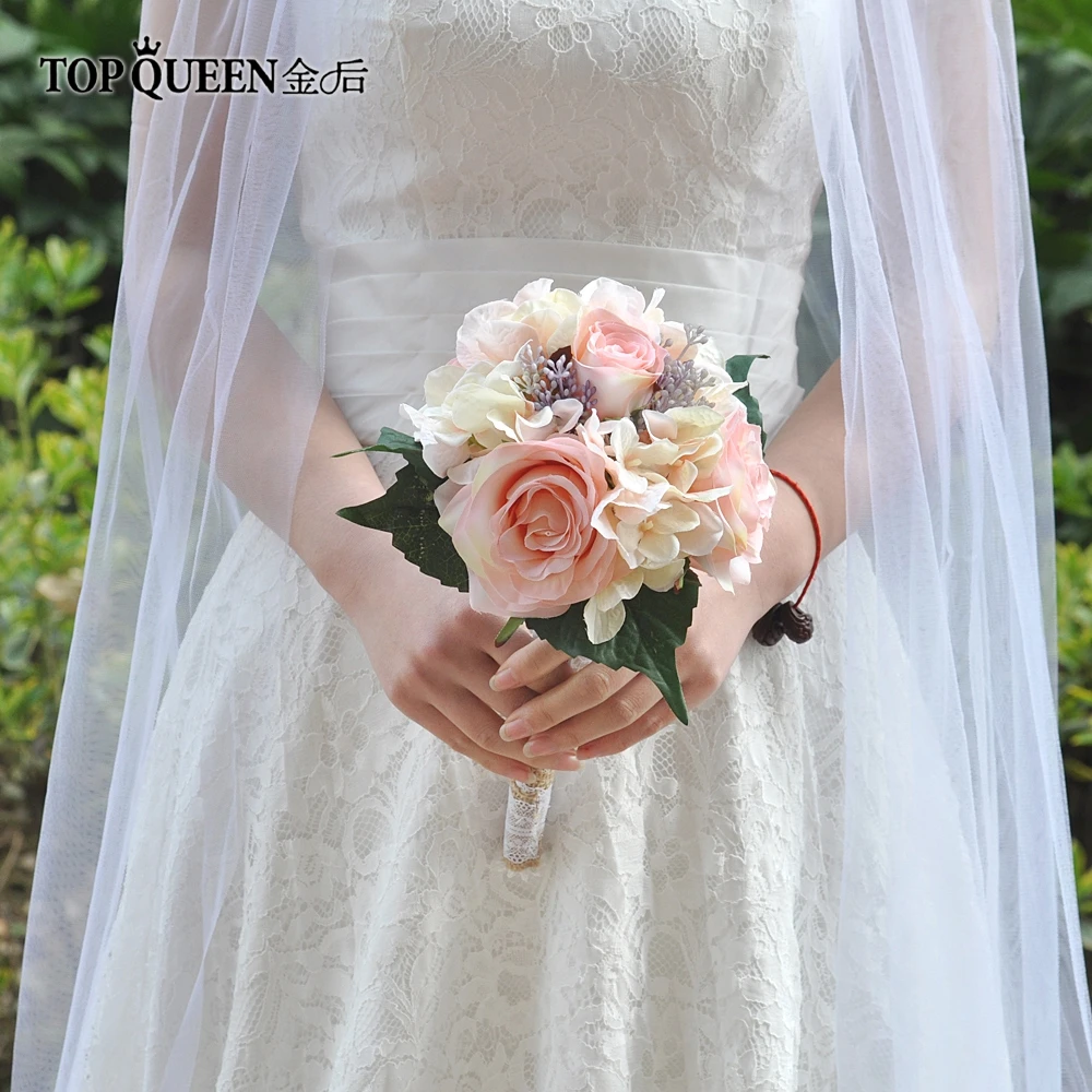 TOPQUEEN F8 люкс с цветами в руках Букеты Свадебные серый искусственный цветок букет невесты для Свадебный букет цветов Быстрая доставка