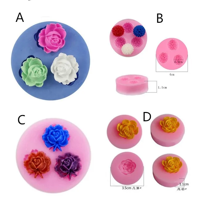 Flowers modeling 3D DIY soap /Chocolate/ jelly silicone molds mini flower cake decoration tools | Дом и сад