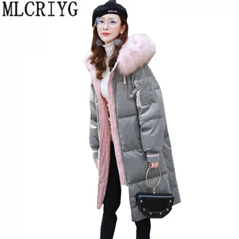 

MLCRIYG Womens Winter Jackets And Coats New 2020 Parkas For Women Wadded Jackets warm Outwear With Hood Large Fur Collar LX352