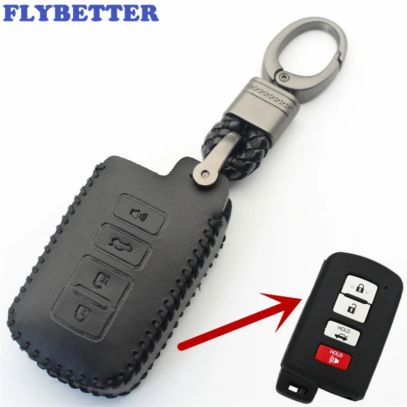 Брелок FLYBETTER из натуральной кожи с 4 кнопками смарт чехол для ключа Toyota