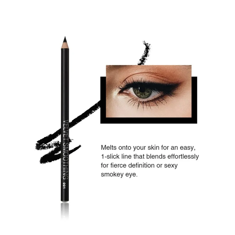 12pcs Professional Black Eyeliner Pencil Creamy Smooth Matte Liner