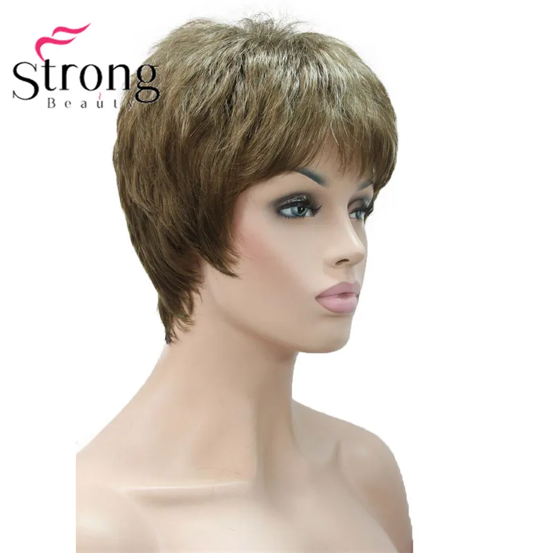 E-1777 Fashion Women's Wigs Blonde & Light Brown Mix Short Synthetic Full Wig (4)