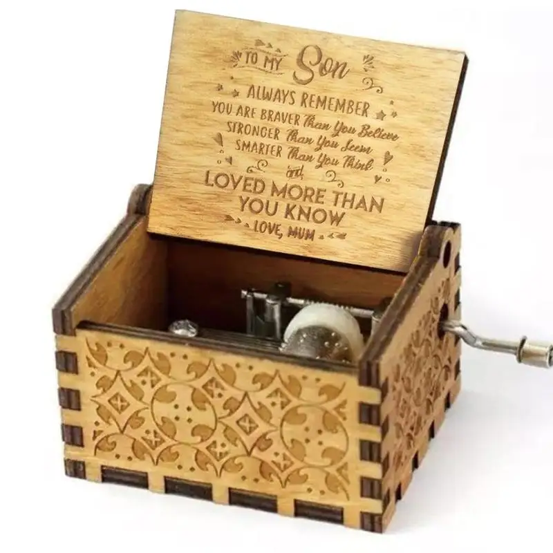 Nueva caja de música amor Papá y mamá amor mi sol de madera manivela caja de música antigua tallada para mamá papá y regalos de cumpleaños para hijo Nueva caja de música amor Papá y mamá amor mi sol de madera manivela caja de música antigua tallada para mamá papá y regalos de cumpleaños para hijo