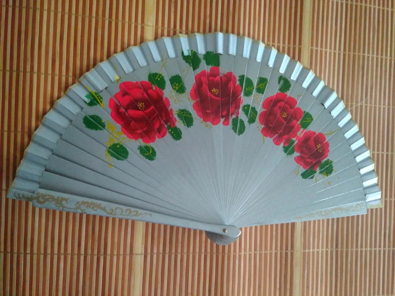 Красивый окрашенный деревянный вентилятор испанский ручной вентилятор для подарка
