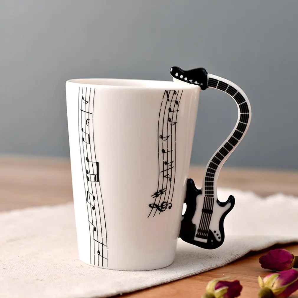 Гитара керамическая кружка чашка персональная музыкальная нота молоко сок лимон кружка кофе чай горячая питьевая чашка домашний офис посуда для напитков - Цвет: Pattern 8