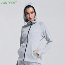 LANTECH Женская толстовка для бега, свитер, куртка для занятий спортом, йогой, на молнии, карман, спортивная одежда, фитнес-Толстовка для упражнений, спортивная одежда, топы