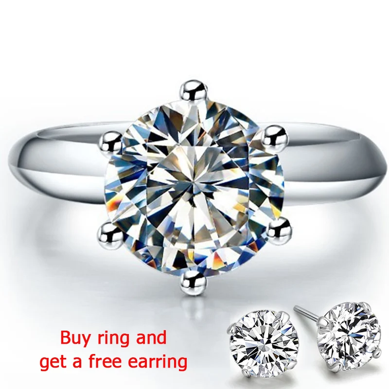 QYI 925 Sterling Silver Rings Women Engagement Silver Rings Round
