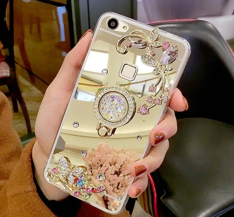 

For Huawei Honor 8 8X 9 10 lite 6C Pro 7C 7X 7A 6A Y5 Y6 II Y7 Prime Y9 2018 P Smart 2019 Play Diamond Flower Ring stand Case