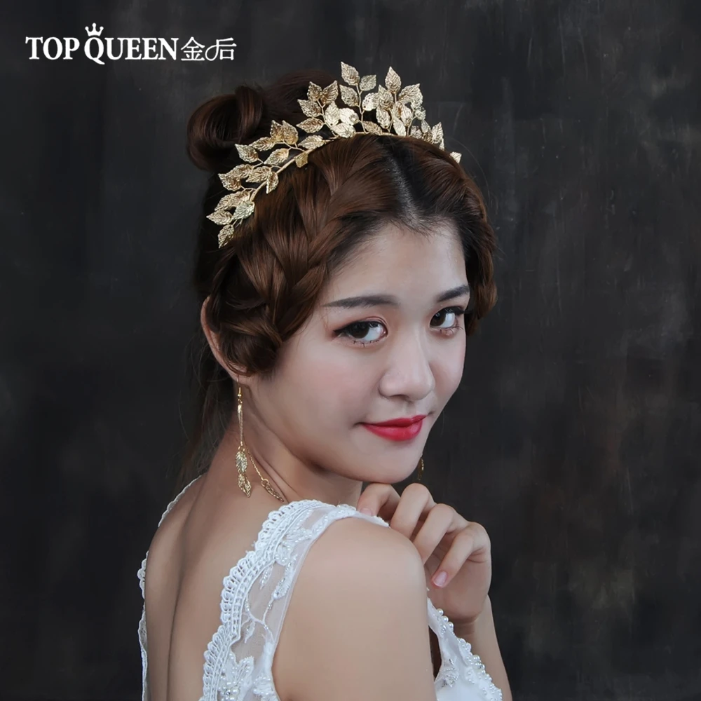 TOPQUEEN HP174 элегантная свадебная корона аксессуары для невесты свадебные украшения для волос Золотые листья свадебная тиара новая мода Золотая Корона