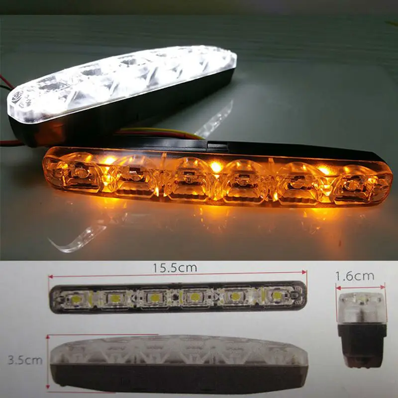 2 шт./лот DRL 003B E4 лампа на стекло белый + желтый поворотник Fuction 6500k 5050 Светодиодная 6